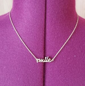 Kate Spade Gold Tone Smile Chain Necklace with Rhinestone 16" Long